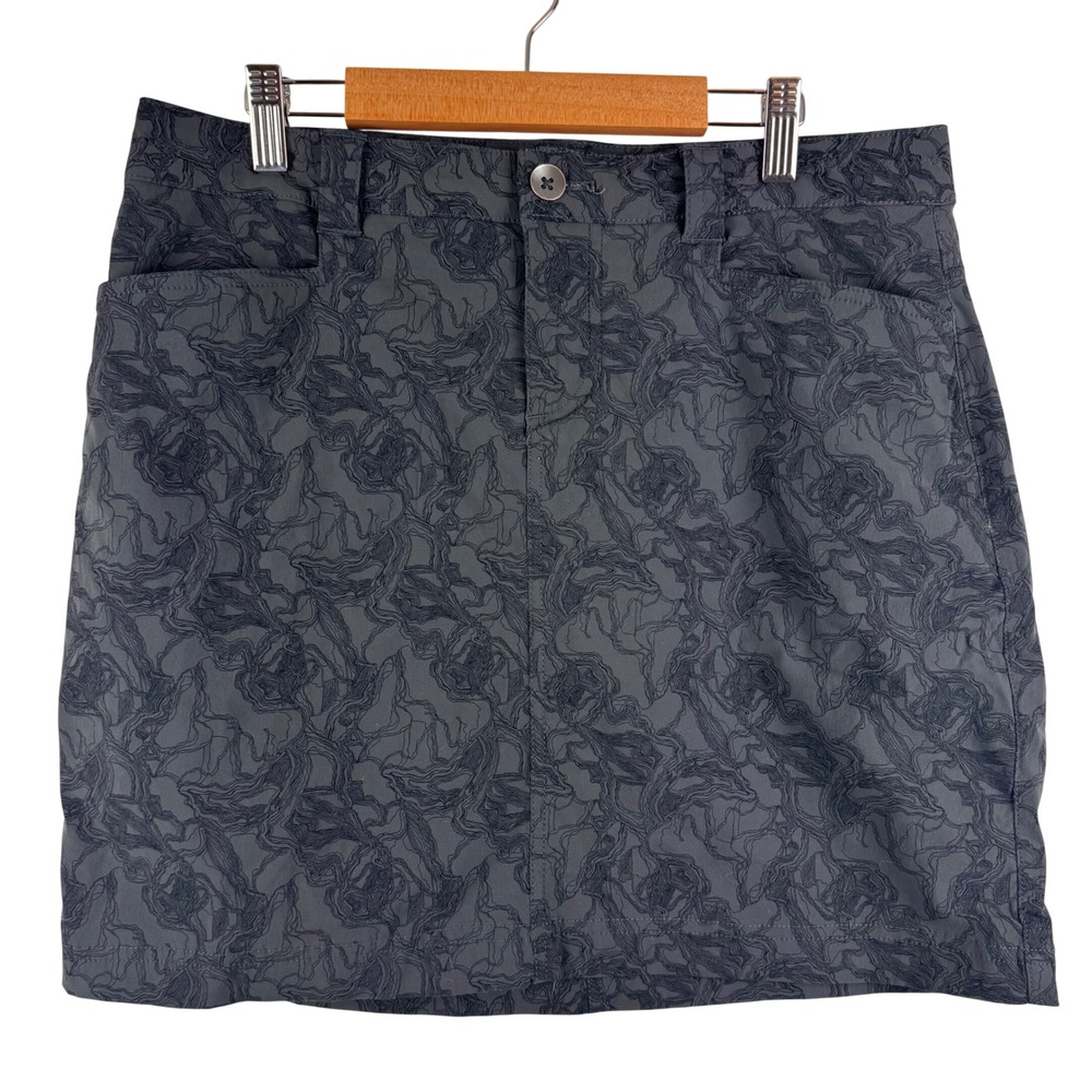 Eddie Bauer Skort Womens 4 Grey Topographic Print Hiking Active 21651222